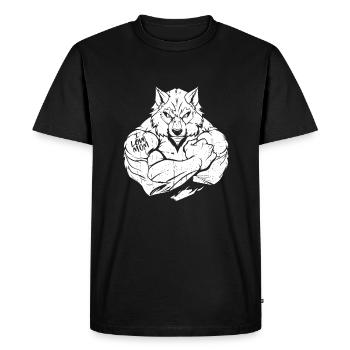 Loup biceps tatouage j’aime maman - T-shirt Premium bio Homme - noir - Devant - Nico (187cm)