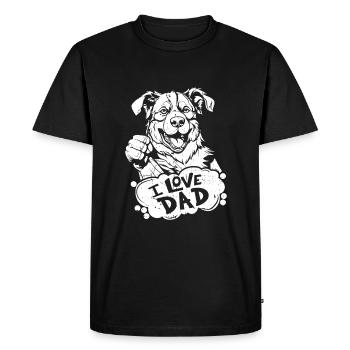 Border Collie J’aime Papa - T-shirt Premium bio Homme - noir - Devant - Nico (187cm)
