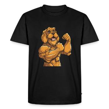 Fitness Golden Doodle Chien - T-shirt Premium bio Homme - noir - Devant - Nico (187cm)