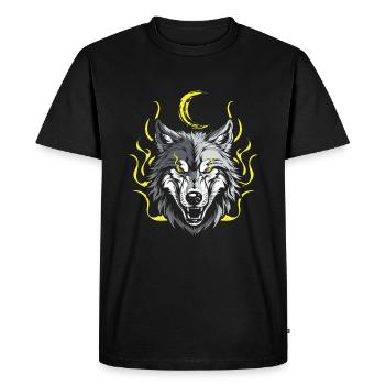Wolf Moon Phase Lunar Wolf - Men's Premium Organic T-Shirt - black - Front - Nico (187cm)
