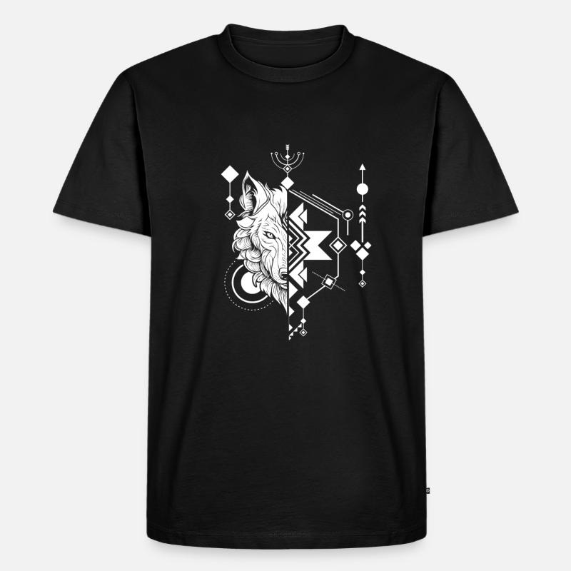 Wolf Abstrakt Polygon Geometrical Wolf - Männer Premium Bio T-Shirt - Schwarz