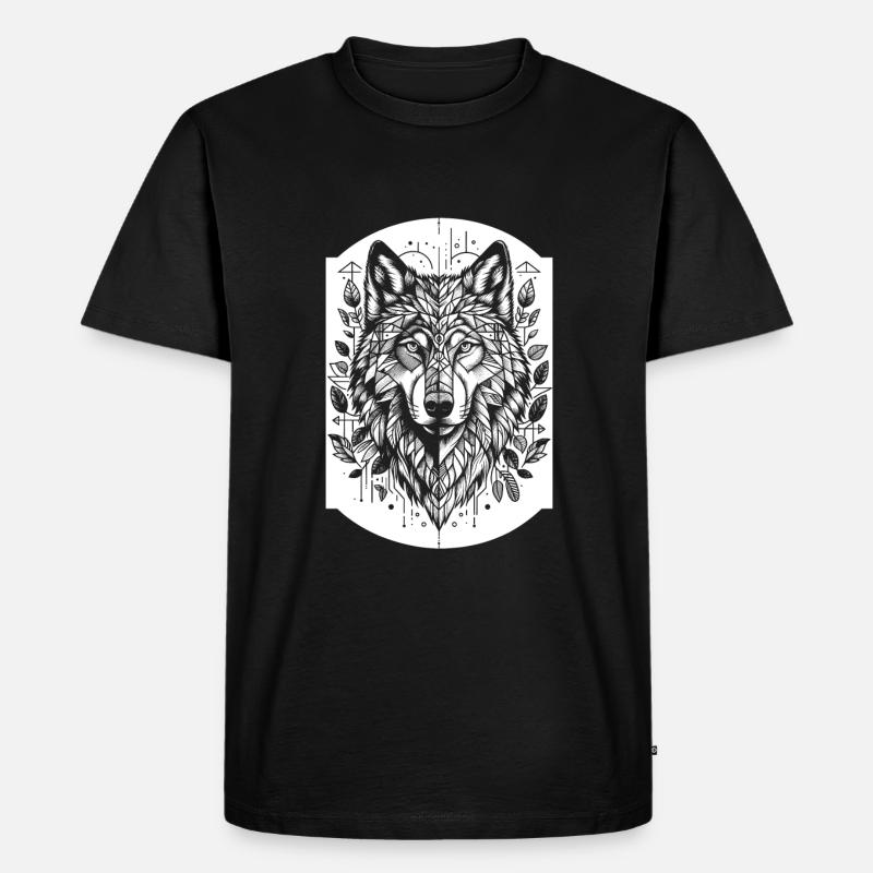 Wolf Geometrisch Polygon Wolf - Männer Premium Bio T-Shirt - Schwarz