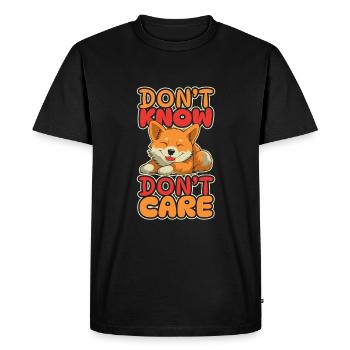 Shiba Inu Funny Dont Know Don't Care - Men's Premium Organic T-Shirt - black - Front - Nico (187cm)