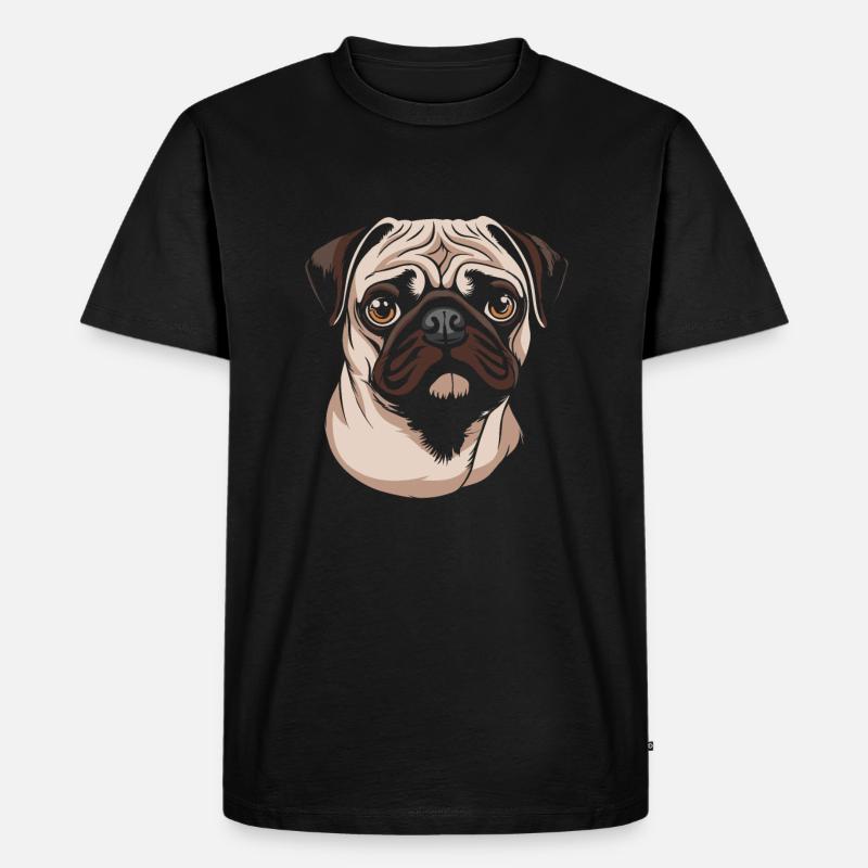 Mops Hund - Männer Premium Bio T-Shirt - Schwarz