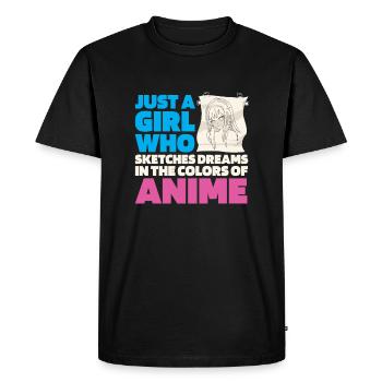 Anime Manga Anime Fille - T-shirt Premium bio Homme - noir - Devant - Nico (187cm)