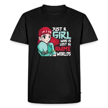 Anime Manga Anime Fille - T-shirt Premium bio Homme - noir - Devant - Nico (187cm)