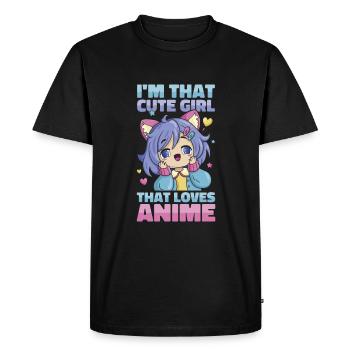 Anime Manga Anime Fille - T-shirt Premium bio Homme - noir - Devant - Nico (187cm)