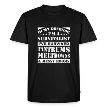 Papa Papa Drôle Drôle Papa Pour Ma Défense - T-shirt Premium bio Homme - noir - Devant - Nico (187cm)