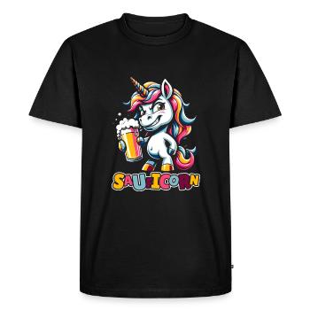 Amateur de bière Licorne Sauficorn - T-shirt Premium bio Homme - noir - Devant - Nico (187cm)