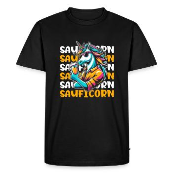 Amateur de bière Licorne Sauficorn - T-shirt Premium bio Homme - noir - Devant - Nico (187cm)