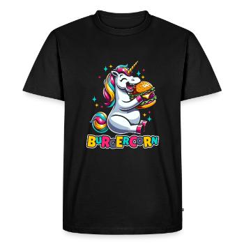 Burger, Hamburger, Licorne, Burgercorn - T-shirt Premium bio Homme - noir - Devant - Nico (187cm)