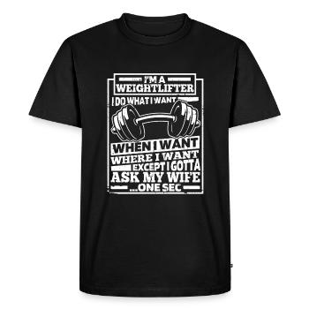 Weightlifting Weightlifter Funny - Men's Premium Organic T-Shirt - black - Front - Nico (187cm)