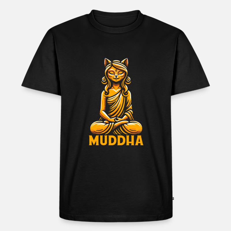 Mama Mutter Katzenbuddha Muddha - Männer Premium Bio T-Shirt - Schwarz