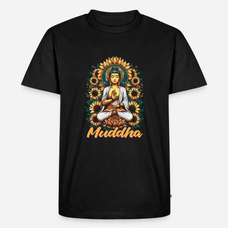 Mama Mutter Muddha Sunflower Buddha - Männer Premium Bio T-Shirt - Schwarz