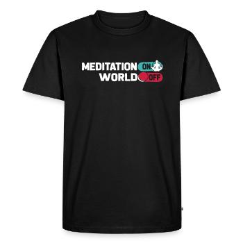 Méditation Méditation Méditation Sur le Monde Hors Monde - T-shirt Premium bio Homme - noir - Devant - Nico (187cm)
