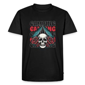 Tent Camping Camping Skull - Men's Premium Organic T-Shirt - black - Front - Nico (187cm)