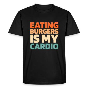 Burger Hamburger Funny Cardio Quote - Men's Premium Organic T-Shirt - black - Front - Nico (187cm)