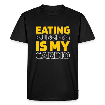 Burger Hamburger Funny Cardio Quote - Men's Premium Organic T-Shirt - black - Front - Nico (187cm)