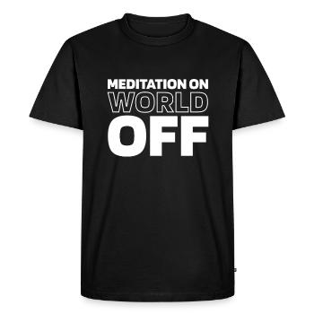 Méditation Méditation Méditation Sur le Monde Hors Monde - T-shirt Premium bio Homme - noir - Devant - Nico (187cm)