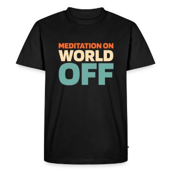 Méditation Méditation Méditation Sur le Monde Hors Monde - T-shirt Premium bio Homme - noir - Devant - Nico (187cm)