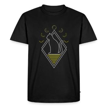 Chat Abstrait Phases de Lune - T-shirt Premium bio Homme - noir - Devant - Nico (187cm)