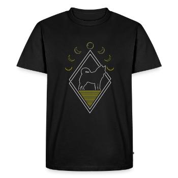Husky de Sibérie Abstrait Phases de Lune - T-shirt Premium bio Homme - noir - Devant - Nico (187cm)