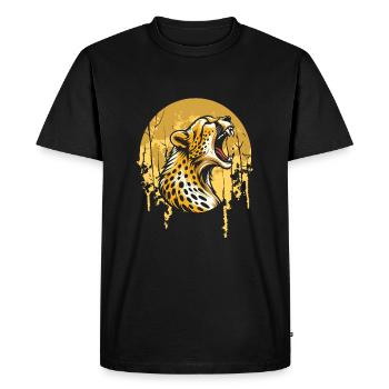 Hurlement de la lune guépard - T-shirt Premium bio Homme - noir - Devant - Nico (187cm)
