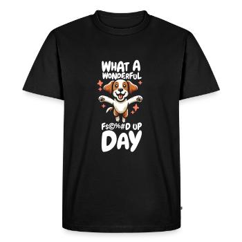 Brittany Spaniel Drôle de journée de merde - T-shirt Premium bio Homme - noir - Devant - Nico (187cm)