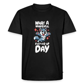 Wolf Funny Fucked Up Day - Men's Premium Organic T-Shirt - black - Front - Nico (187cm)