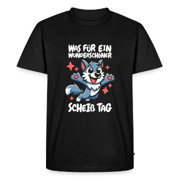 Wolf Funny Please Shut Up - Men's Premium Organic T-Shirt - black - Front - Nico (187cm)