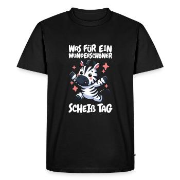 Zèbre drôle s’il vous plaît taisez-vous - T-shirt Premium bio Homme - noir - Devant - Nico (187cm)