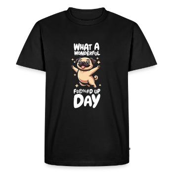 Carlin Chien Drôle Jour de merde - T-shirt Premium bio Homme - noir - Devant - Nico (187cm)