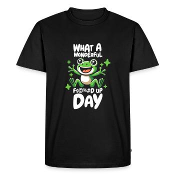 Grenouille Crapaud Drôle Jour de merde - T-shirt Premium bio Homme - noir - Devant - Nico (187cm)