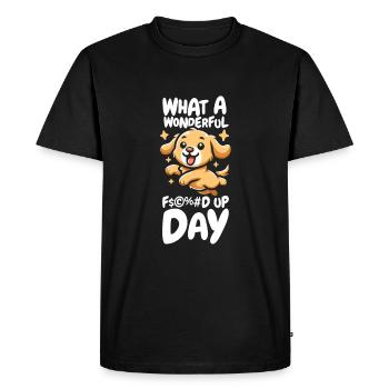Golden Retriever Drôle de journée de merde - T-shirt Premium bio Homme - noir - Devant - Nico (187cm)