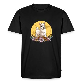 Lama Llama Wild Floral Moon - Men's Premium Organic T-Shirt - black - Front - Nico (187cm)
