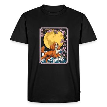 Cocker Spaniel Japon Cherry Blossom Moon - T-shirt Premium bio Homme - noir - Devant - Nico (187cm)