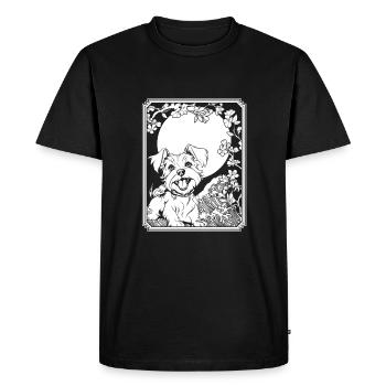 Yorkshire Terrier Japon Cherry Blossom Lune - T-shirt Premium bio Homme - noir - Devant - Nico (187cm)