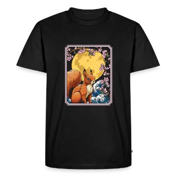 Écureuil Japon Fleur De Cerisier Lune - T-shirt Premium bio Homme - noir - Devant - Nico (187cm)