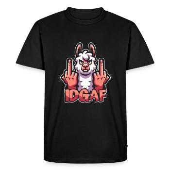 Lama Llama I don't give a Idgaf - Men's Premium Organic T-Shirt - black - Front - Nico (187cm)
