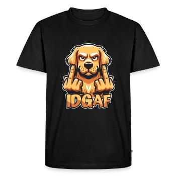 Golden Retriever : Je n’en ai rien à - T-shirt Premium bio Homme - noir - Devant - Nico (187cm)