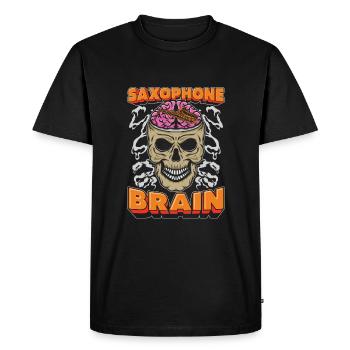 Saxophone Saxophone Crâne Saxophone Cerveau - T-shirt Premium bio Homme - noir - Devant - Nico (187cm)