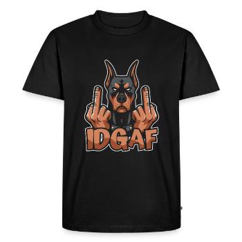 Doberman Idgaf - Men's Premium Organic T-Shirt - black - Front - Nico (187cm)