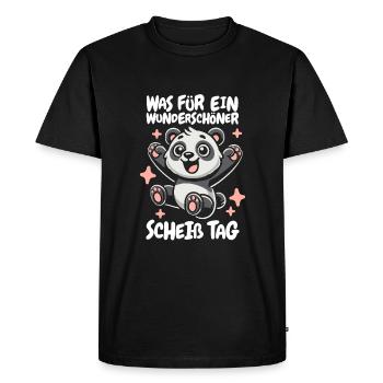 Panda Géant Panda Ours Belle Journée - T-shirt Premium bio Homme - noir - Devant - Nico (187cm)