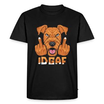 Airedale Terrier Idgaf - Men's Premium Organic T-Shirt - black - Front - Nico (187cm)