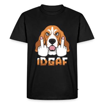 Bassett Dog Idgaf - Men's Premium Organic T-Shirt - black - Front - Nico (187cm)