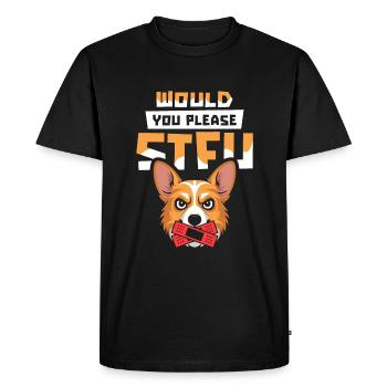 Corgi, tais-toi, s’il te plaît, tais-toi - T-shirt Premium bio Homme - noir - Devant - Nico (187cm)