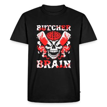Boucher, boucher, boucher, crâne - T-shirt Premium bio Homme - noir - Devant - Nico (187cm)