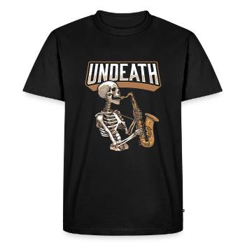 Saxophone Saxophone Squelette Mort-Mort - T-shirt Premium bio Homme - noir - Devant - Nico (187cm)
