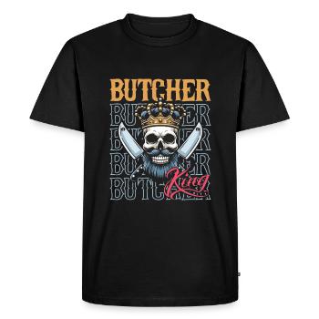 Boucher, boucher, boucher, crâne - T-shirt Premium bio Homme - noir - Devant - Nico (187cm)