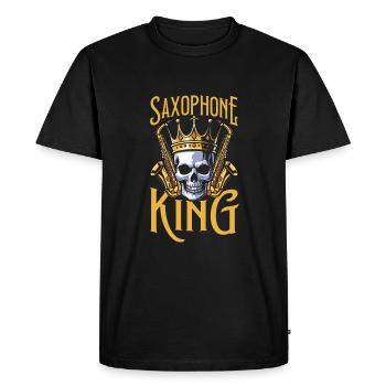Saxophone Saxophone Crâne Saxophone King - T-shirt Premium bio Homme - noir - Devant - Nico (187cm)